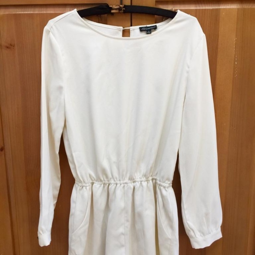 Ivory Long Sleeve Short Jumpsuit